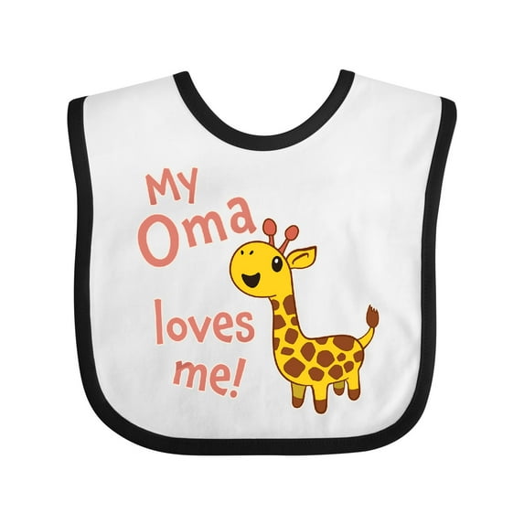 Inktastic My Oma Loves Me- Cute Giraffe Boys or Girls Baby Bib