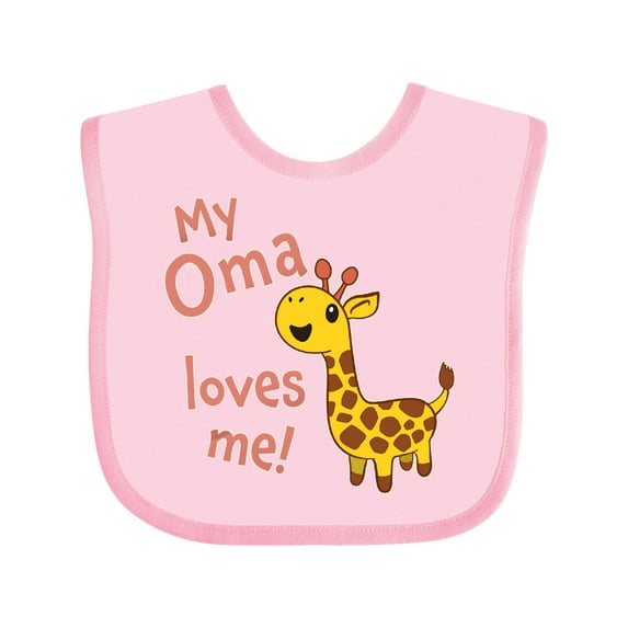 Inktastic My Oma Loves Me- Cute Giraffe Boys or Girls Baby Bib