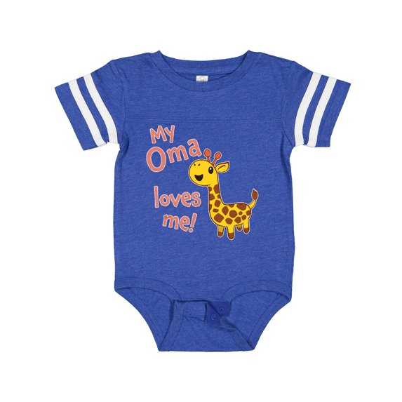 Inktastic My Oma Loves Me Cute Giraffe Boys or Girls Baby Bodysuit