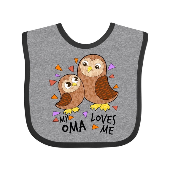 Inktastic My Oma Loves Me- Cute Owl Family Boys or Girls Baby Bib