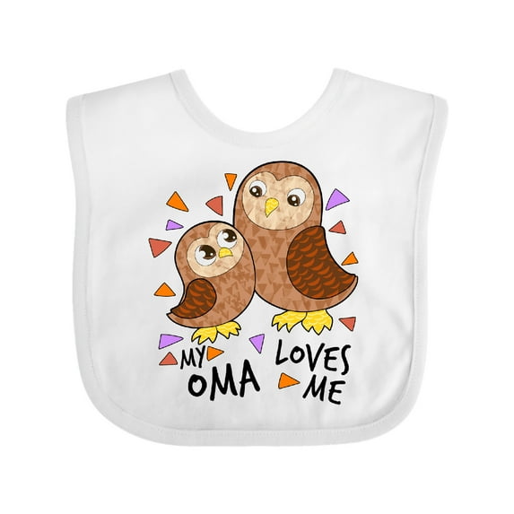 Inktastic My Oma Loves Me- Cute Owl Family Boys or Girls Baby Bib