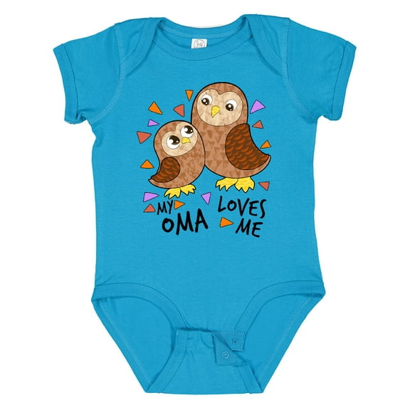 Inktastic My Oma Loves Me- Cute Owl Family Boys or Girls Baby Bodysuit