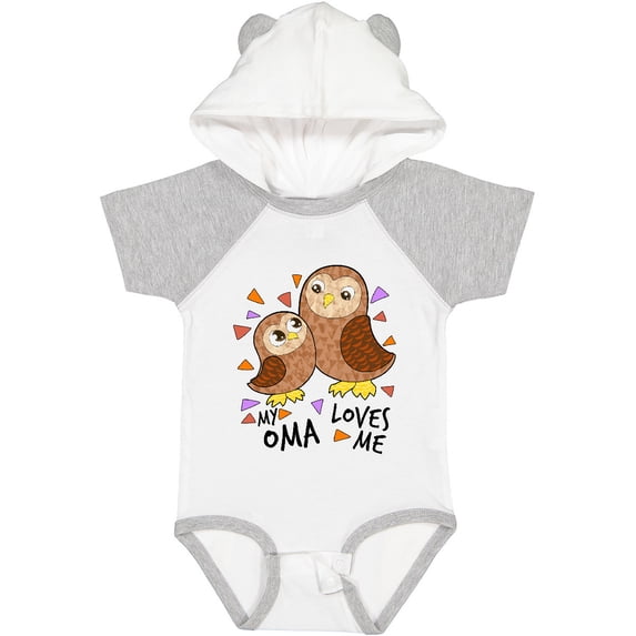 Inktastic My Oma Loves Me- Cute Owl Family Boys or Girls Baby Bodysuit
