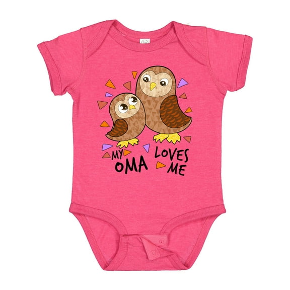 Inktastic My Oma Loves Me- Cute Owl Family Boys or Girls Baby Bodysuit