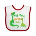 thumbnail image 1 of Inktastic My Oma Loves Me Dinosaur Boys Baby Bib, 1 of 4