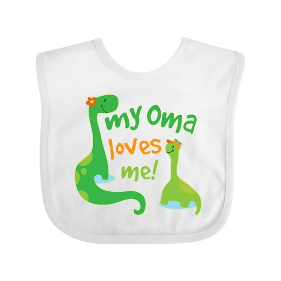 Inktastic My Oma Loves Me Dinosaur Boys Baby Bib