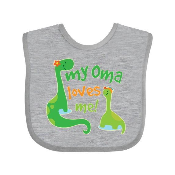 Inktastic My Oma Loves Me Dinosaur Boys Baby Bib