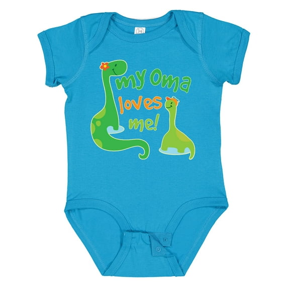 Inktastic My Oma Loves Me Dinosaur Boys Baby Bodysuit