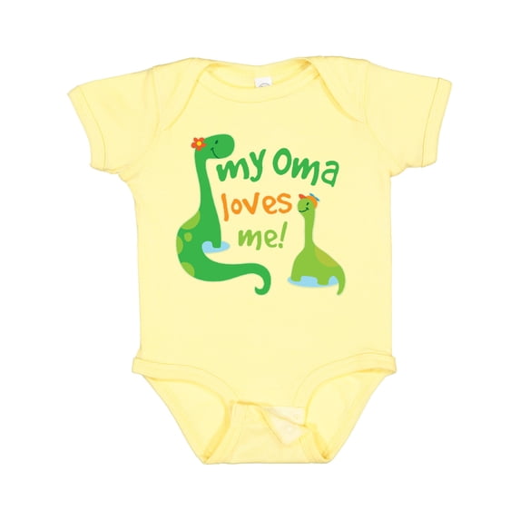 Inktastic My Oma Loves Me Dinosaur Boys Baby Bodysuit