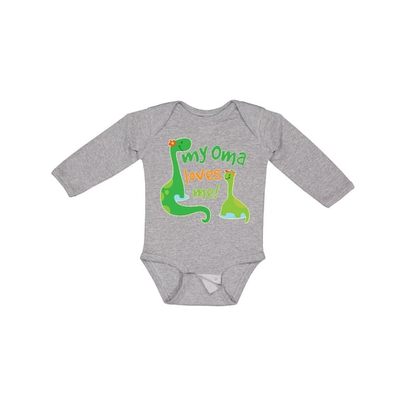 Inktastic My Oma Loves Me Dinosaur Boys Long Sleeve Baby Bodysuit
