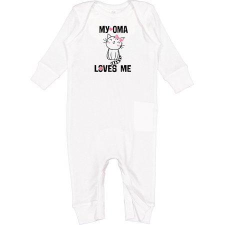 Inktastic My Oma Loves Me Girl Cat Baby Romper Coveralls