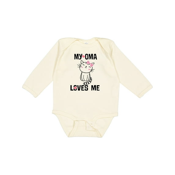 Inktastic My Oma Loves Me Girl Cat Girls Long Sleeve Baby Bodysuit
