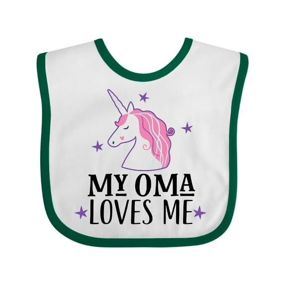 Inktastic My Oma Loves Me Girl Unicorn Girls Baby Bib
