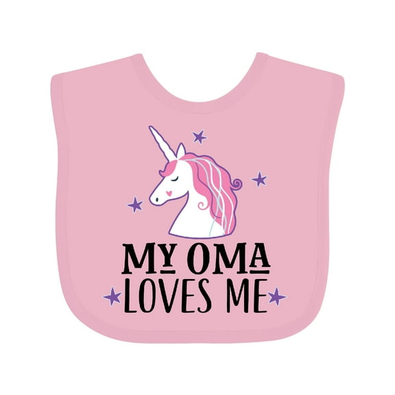 Inktastic My Oma Loves Me Girl Unicorn Girls Baby Bib