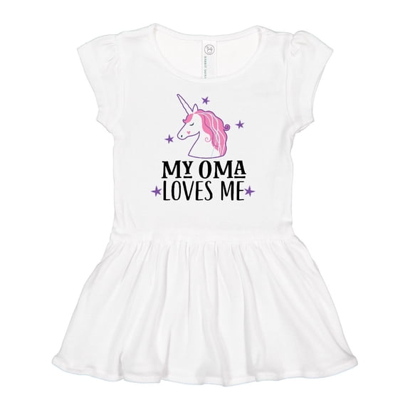 Inktastic My Oma Loves Me Girl Unicorn Girls Baby Dress
