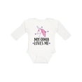 thumbnail image 1 of Inktastic My Oma Loves Me Girl Unicorn Girls Long Sleeve Baby Bodysuit, 1 of 5