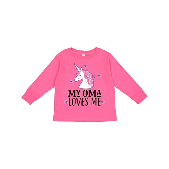 Inktastic My Oma Loves Me Girl Unicorn Girls Long Sleeve Toddler T-Shirt