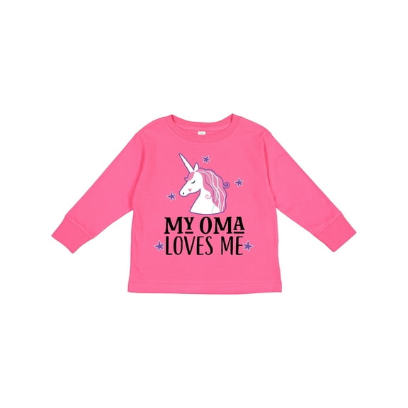 Inktastic My Oma Loves Me Girl Unicorn Girls Long Sleeve Toddler T-Shirt