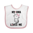thumbnail image 1 of Inktastic My Oma Loves Me Girl Cat Girls Baby Bib, 1 of 4