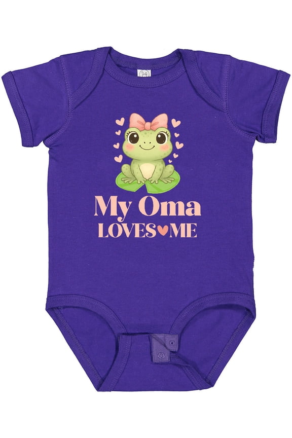 My Oma Loves Me Grandchild Frog Girls Baby Bodysuit
