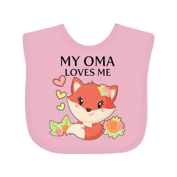 Inktastic My Oma Loves Me Little Fox Boys or Girls Baby Bib