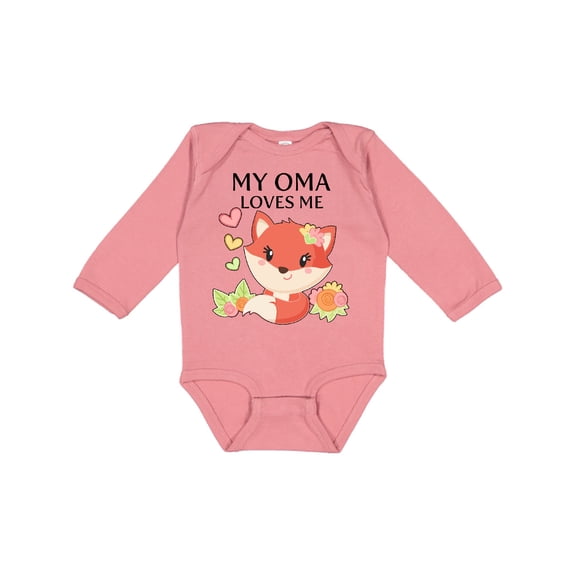 Inktastic My Oma Loves Me Little Fox Boys or Girls Long Sleeve Baby Bodysuit