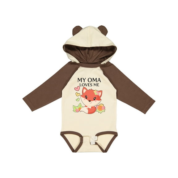 Inktastic My Oma Loves Me Little Fox Boys or Girls Long Sleeve Baby Bodysuit