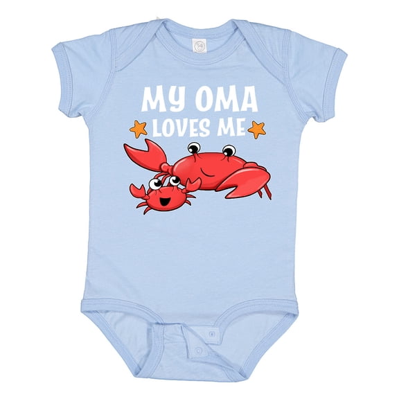 Inktastic My Oma Loves Me- cute crab family Boys or Girls Baby Bodysuit