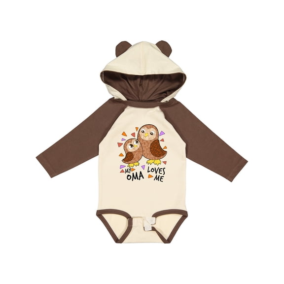 Inktastic My Oma Loves Me Cute Owl Family Boys or Girls Long Sleeve Baby Bodysuit