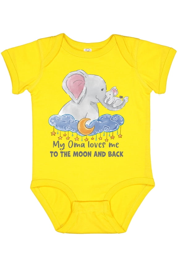 My Oma Loves Me to the Moon and Back Elephant Family Boys or Girls Baby Bodysuit
