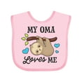 thumbnail image 1 of Inktastic My Oma Loves Me with Sloth and Hearts Boys or Girls Baby Bib, 1 of 4