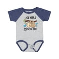 thumbnail image 1 of Inktastic My Oma Loves Me with Sloth and Hearts Boys or Girls Baby Bodysuit, 1 of 5