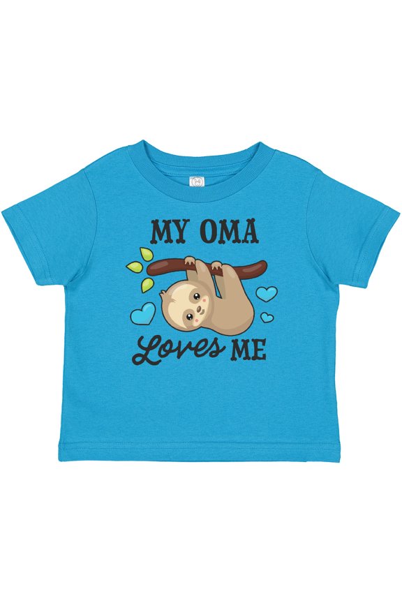 My Oma Loves Me with Sloth and Hearts Boys or Girls Baby T-Shirt