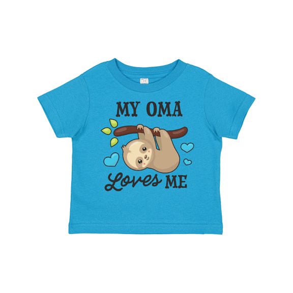 Inktastic My Oma Loves Me with Sloth and Hearts Boys or Girls Toddler T-Shirt