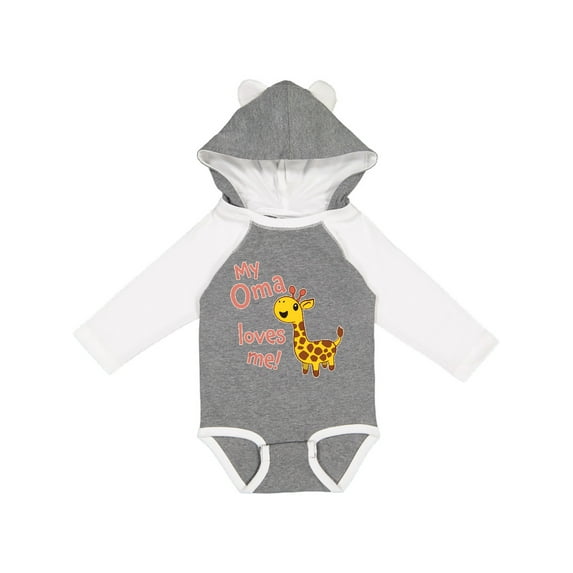 Inktastic My Oma Loves me- cute giraffe Boys or Girls Long Sleeve Baby Bodysuit
