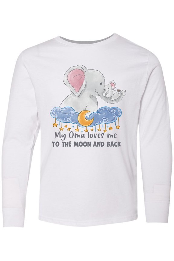 My Oma Loves me to the Moon and Back Elephant Family Long Sleeve Youth T-Shirt