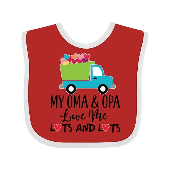 Inktastic My Oma and Opa Love Me Grandson Truck Boys Baby Bib