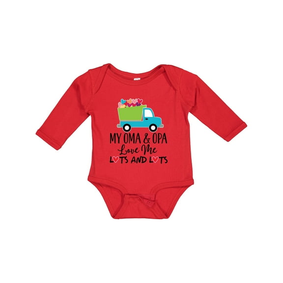 Inktastic My Oma and Opa Love Me Grandson Truck Boys Long Sleeve Baby Bodysuit