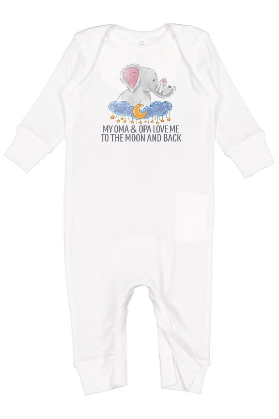 My Oma and Opa Love Me to the Moon and Back Elephants Baby Romper Coveralls