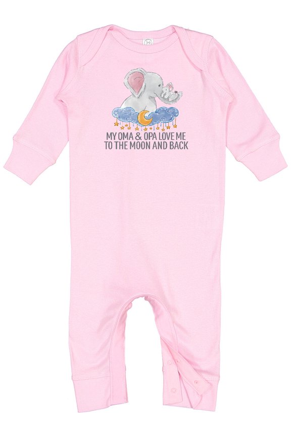 My Oma and Opa Love Me to the Moon and Back Elephants Baby Romper Coveralls