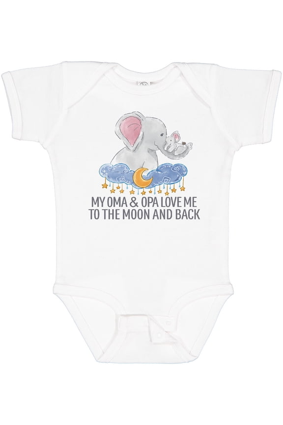 My Oma and Opa Love Me to the Moon and Back Elephants Boys or Girls Baby Bodysuit