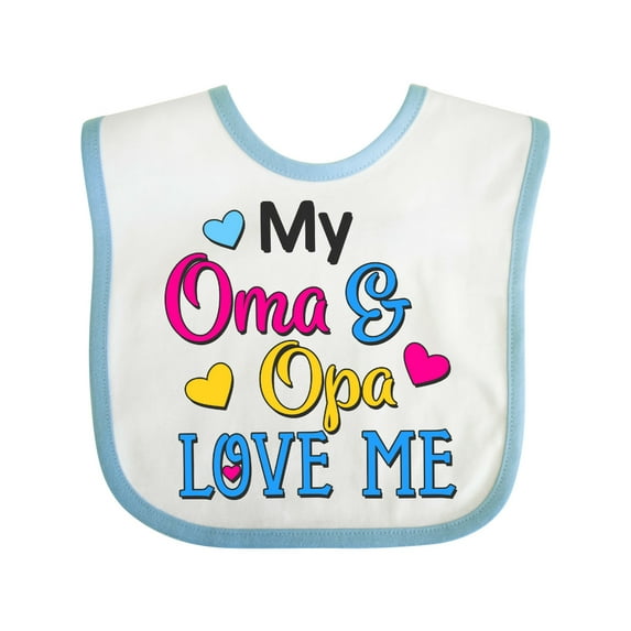 Inktastic My Oma and Opa Love Me with Hearts Boys or Girls Baby Bib