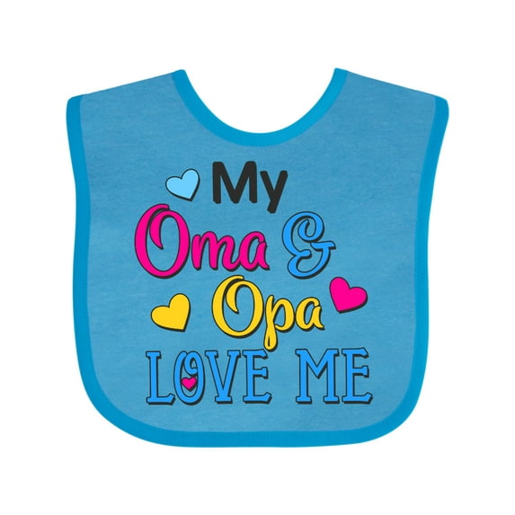 Inktastic My Oma and Opa Love Me with Hearts Boys or Girls Baby Bib