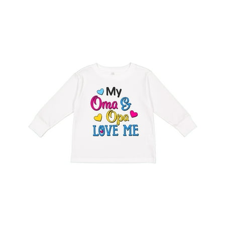 Inktastic My Oma and Opa Love me with Hearts Boys or Girls Long Sleeve Toddler T-Shirt