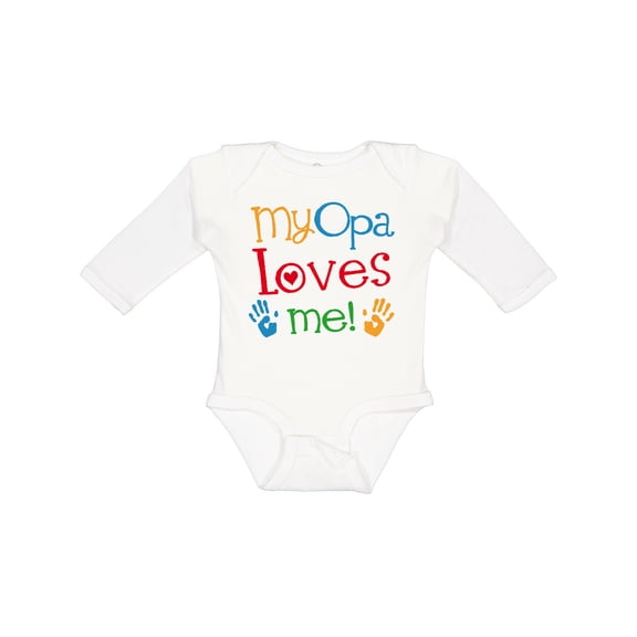 Inktastic My Opa Loves Me Boys or Girls Long Sleeve Baby Bodysuit