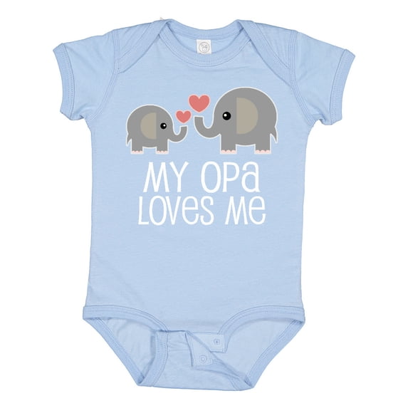 Inktastic My Opa Loves Me Elephant Boys or Girls Baby Bodysuit