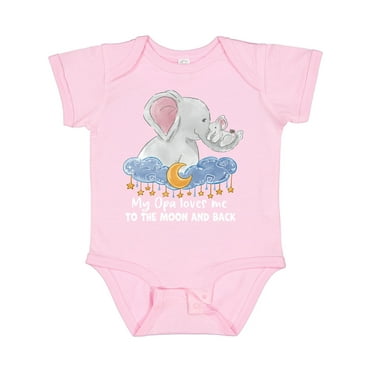 Inktastic My Opa Loves Me to the Moon and Back Elephant Family Boys or Girls Baby Bodysuit