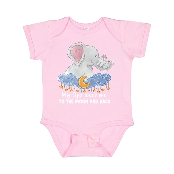 Inktastic My Opa Loves Me to the Moon and Back Elephant Family Boys or Girls Baby Bodysuit