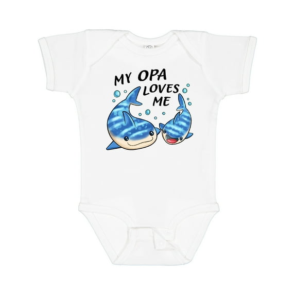 Inktastic My Opa Loves Me- whale shark Boys or Girls Baby Bodysuit