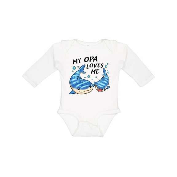Inktastic My Opa Loves Me- whale shark Boys or Girls Long Sleeve Baby Bodysuit